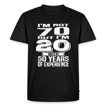 Anniversaire 70 ans - T-shirt Premium bio Homme - noir - Devant - Nico (187cm)