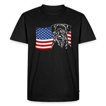 Schnauzer America Flag Dog Dogs Wilsigns - Men's Premium Organic T-Shirt - black - Front - Nico (187cm)