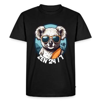 Cool Cute Koala In Zen 24/7 - Men's Premium Organic T-Shirt - black - Front - Nico (187cm)