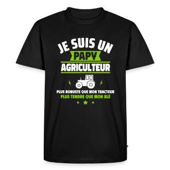 Papy Agriculteur,cadeau pour grand-père,Tracteur - T-shirt Premium bio Homme - noir - Devant - Nico (187cm)