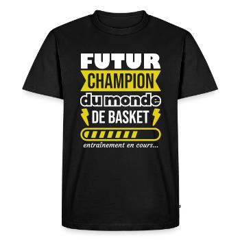 Futur champion du monde de basket,Sport,Cadeau - T-shirt Premium bio Homme - noir - Devant - Nico (187cm)