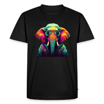 Eléphant Afrique Asie Animal Cool Eléphant Coloré - T-shirt Premium bio Homme - noir - Devant - Nico (187cm)