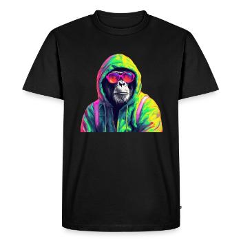 Chimpanzee with Sunglasses Colorful Cool Monkey - Men's Premium Organic T-Shirt - black - Front - Nico (187cm)