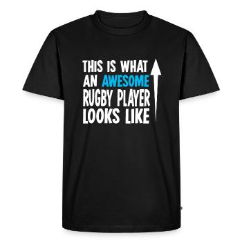 rugby - T-shirt Premium bio Homme - noir - Devant - Nico (187cm)