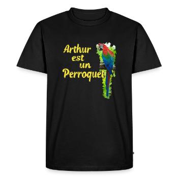 Arthur der Papagei Französisch lernen Perroquet - Männer Premium Bio T-Shirt - Schwarz - Vorne - Nico (187cm)