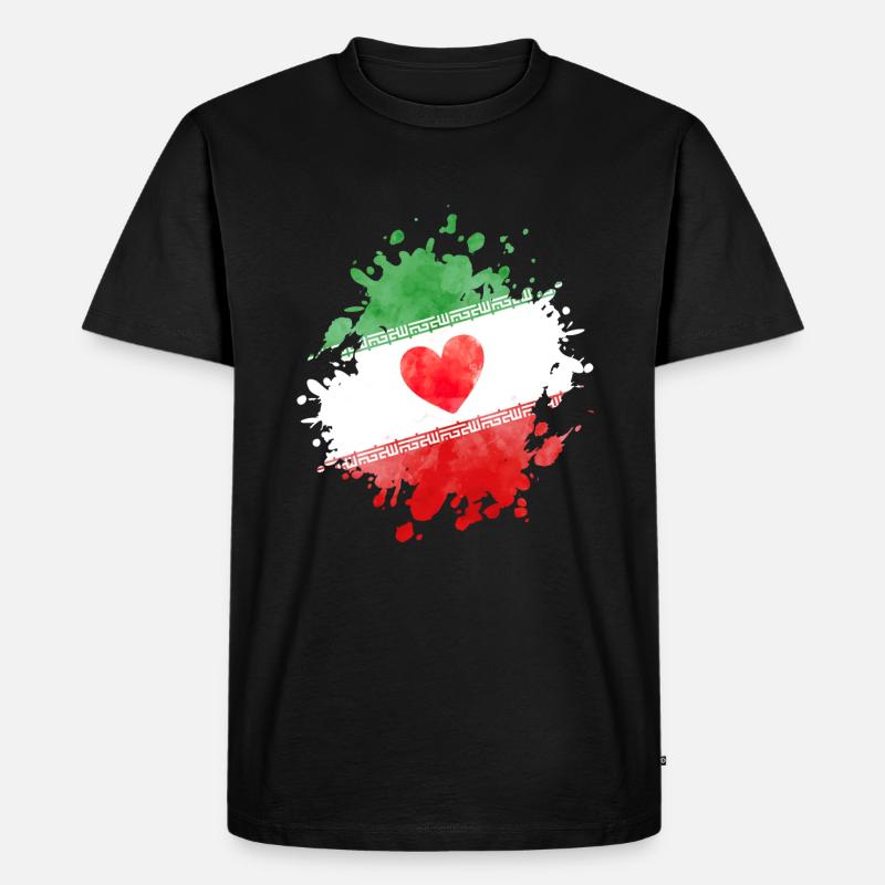 iran flag heart - Männer Premium Bio T-Shirt - Schwarz