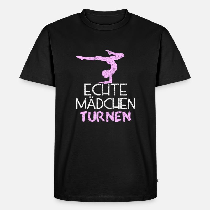 Echte Maedchen Turnen - Männer Premium Bio T-Shirt - Schwarz