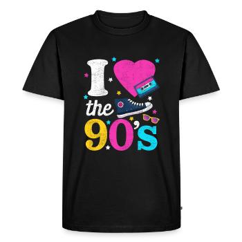 J'aime les années 90, je danse costume de soirée à thème chemise - T-shirt Premium bio Homme - noir - Devant - Nico (187cm)