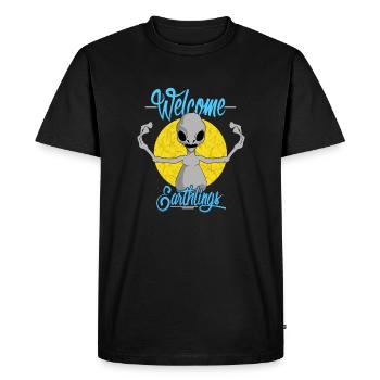 Alien Welcome Contact UFO Funny Gift - Men's Premium Organic T-Shirt - black - Front - Nico (187cm)