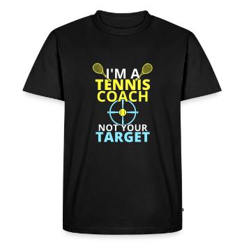 Tennis Coach Funny Gift Idea Coach - Men's Premium Organic T-Shirt - black - Front - Nico (187cm)