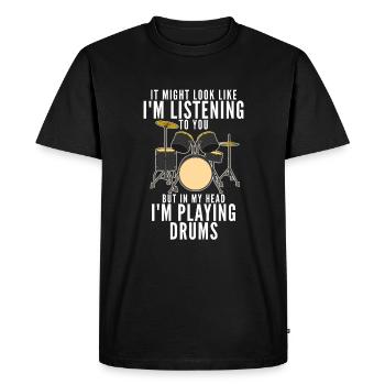 Drummer Drôle de sort - T-shirt Premium bio Homme - noir - Devant - Nico (187cm)