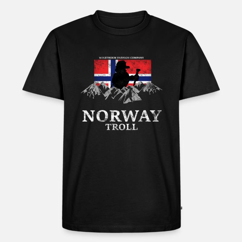 Wikstroem - Norway Troll Berge Flagge used look - Männer Premium Bio T-Shirt - Schwarz