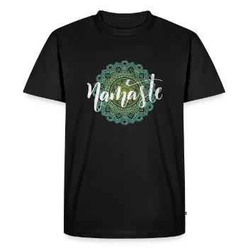 Yoga Namaste motif de méditation - T-shirt Premium bio Homme - noir - Devant - Nico (187cm)