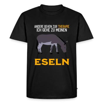 Esel - andere gehen zur Therapie - Männer Premium Bio T-Shirt - Schwarz - Vorne - Nico (187cm)
