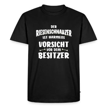 Riesenschnauzer lustiger Spruch - Vorsicht - Männer Premium Bio T-Shirt - Schwarz - Vorne - Nico (187cm)