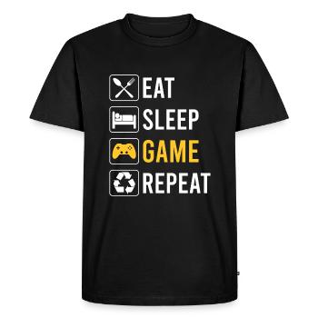 Eat Sleep Game Repeat drôle de sort pour les gamers - T-shirt Premium bio Homme - noir - Devant - Nico (187cm)