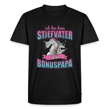 kein Stiefvater - Bonuspapa lustiger Spruch - Männer Premium Bio T-Shirt - Schwarz - Vorne - Nico (187cm)