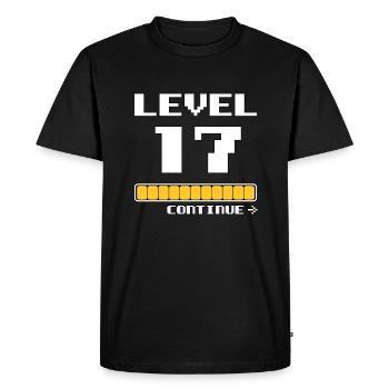 17ème anniversaire - Niveau 17 - 17 ans drôle - T-shirt Premium bio Homme - noir - Devant - Nico (187cm)