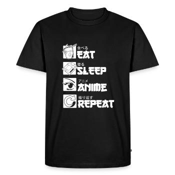 Eat Sleep Anime Repeat drôle Baka Manga - T-shirt Premium bio Homme - noir - Devant - Nico (187cm)