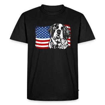 ST. BERNARDS Amérique Flag Chiens Chien Wilsigns - T-shirt Premium bio Homme - noir - Devant - Nico (187cm)