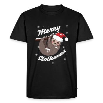 Sloth Christmas Christmas Gift Present - Men's Premium Organic T-Shirt - black - Front - Nico (187cm)