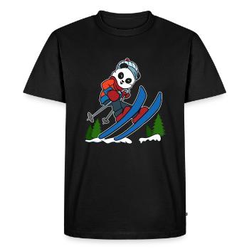 Sports d'hiver Ski Panda Ski Holiday Holiday cadeau - T-shirt Premium bio Homme - noir - Devant - Nico (187cm)