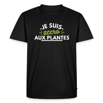 Je suis accro aux plantes - T-shirt Premium bio Homme - noir - Devant - Nico (187cm)