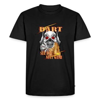 Dart Skull See You Next Game, Dartdesign Darts - T-shirt Premium bio Homme - noir - Devant - Nico (187cm)