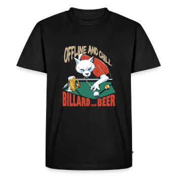 Billard et bière, Offline Chill, Slogan du billard - T-shirt Premium bio Homme - noir - Devant - Nico (187cm)