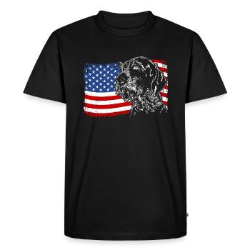 German Wirehair America Flag Dogs Wilsigns - T-shirt Premium bio Homme - noir - Devant - Nico (187cm)