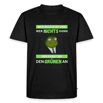 Gegen die Grünen T-Shirt Grüne raus politisches - Männer Premium Bio T-Shirt - Schwarz - Vorne - Nico (187cm)