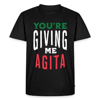 Vous me donnez Agita Citation de dicton italien drôle - T-shirt Premium bio Homme - noir - Devant - Nico (187cm)