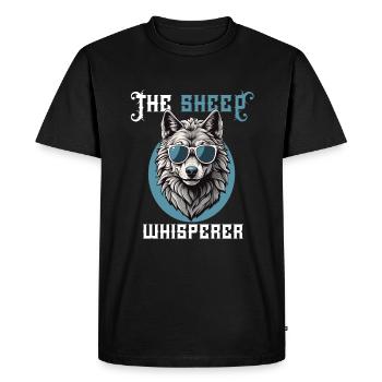 The Sheep Whisperer Cool Wolf - Men's Premium Organic T-Shirt - black - Front - Nico (187cm)