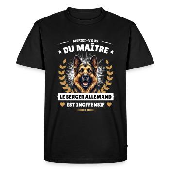 Méfiez-vous du maître, le berger est inoffensif! - T-shirt Premium bio Homme - noir - Devant - Nico (187cm)