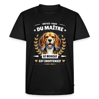 Méfiez-vous du maître, le Beagle est inoffensif! - T-shirt Premium bio Homme - noir - Devant - Nico (187cm)