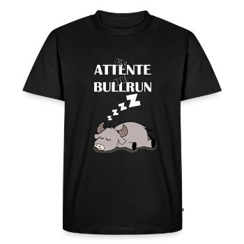 En attente de bullrun tshirt blanc - T-shirt Premium bio Homme - noir - Devant - Nico (187cm)