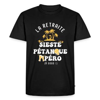 humour retraite et pétanque - T-shirt Premium bio Homme - noir - Devant - Nico (187cm)