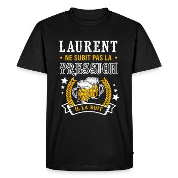 Laurent bière Laurent cadeau laurent fête - T-shirt Premium bio Homme - noir - Devant - Nico (187cm)