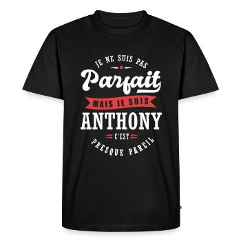 Anthony Parfait Cadeau prenom anthony - T-shirt Premium bio Homme - noir - Devant - Nico (187cm)