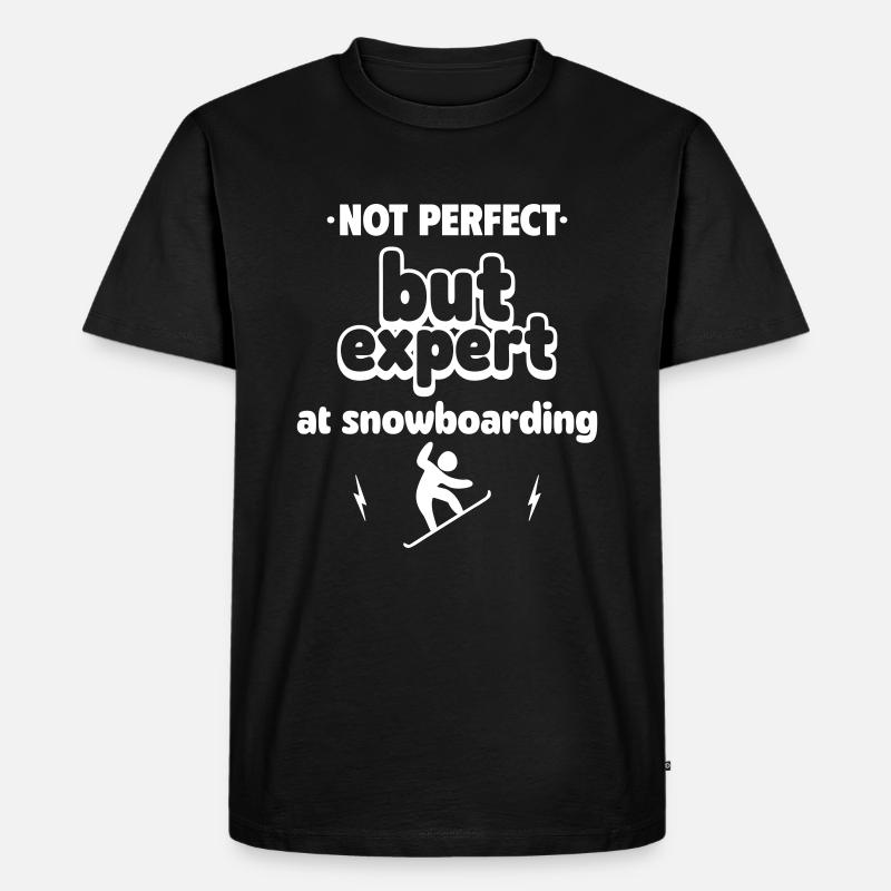 Aber Experte im Snowboarden - Männer Premium Bio T-Shirt - Schwarz
