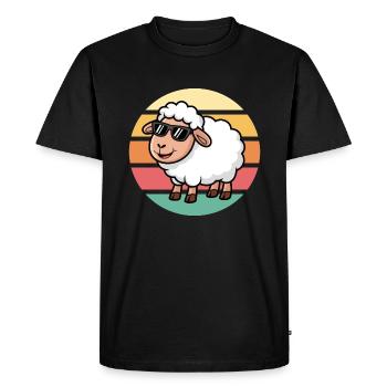 Cool Sheep With Sunglasses Vintage Sunset - Men's Premium Organic T-Shirt - black - Front - Nico (187cm)