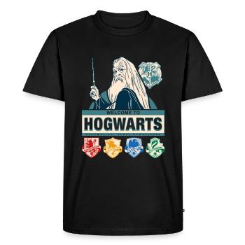 Harry Potter Willkommen In Hogwarts Dumbledore - Männer Premium Bio T-Shirt - Schwarz - Vorne - Nico (187cm)