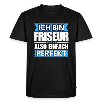Einfach ein Perfekter Friseur - Männer Premium Bio T-Shirt - Schwarz - Vorne - Nico (187cm)