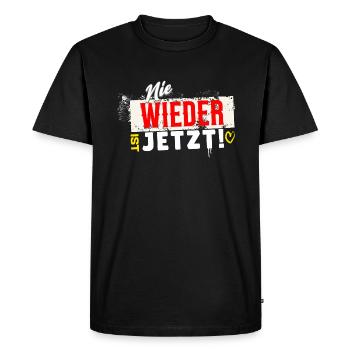 Nie wieder ist jetzt! Statement gegen Faschismus. - Männer Premium Bio T-Shirt - Schwarz - Vorne - Nico (187cm)
