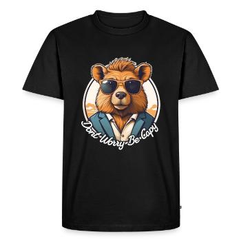 Rodent Funny Capybara Don't Worry Be Capy - Men's Premium Organic T-Shirt - black - Front - Nico (187cm)