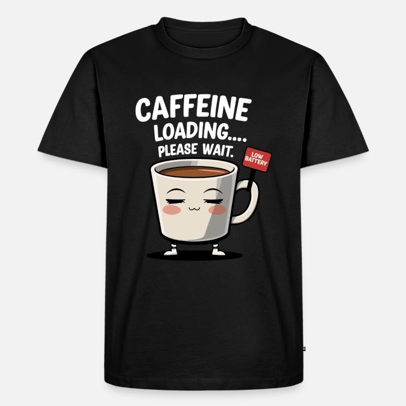 Caffeine Loading - Low Battery - Männer Premium Bio T-Shirt - Schwarz