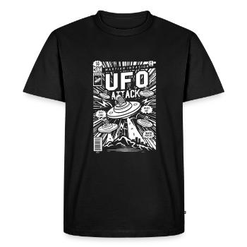 Alien Kidnapping Comic Ufo Flying Saucer - Men's Premium Organic T-Shirt - black - Front - Nico (187cm)