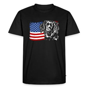 Hovawart America Flag Dog Dogs Wilsigns - Men's Premium Organic T-Shirt - black - Front - Nico (187cm)