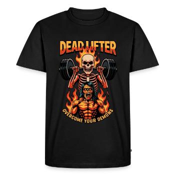 Deadlifter - Overcome Your Demons - Men's Premium Organic T-Shirt - black - Front - Nico (187cm)