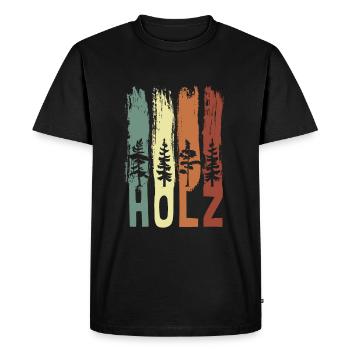 Holz Wald Waldbewohner Holzarbeiter - Männer Premium Bio T-Shirt - Schwarz - Vorne - Nico (187cm)